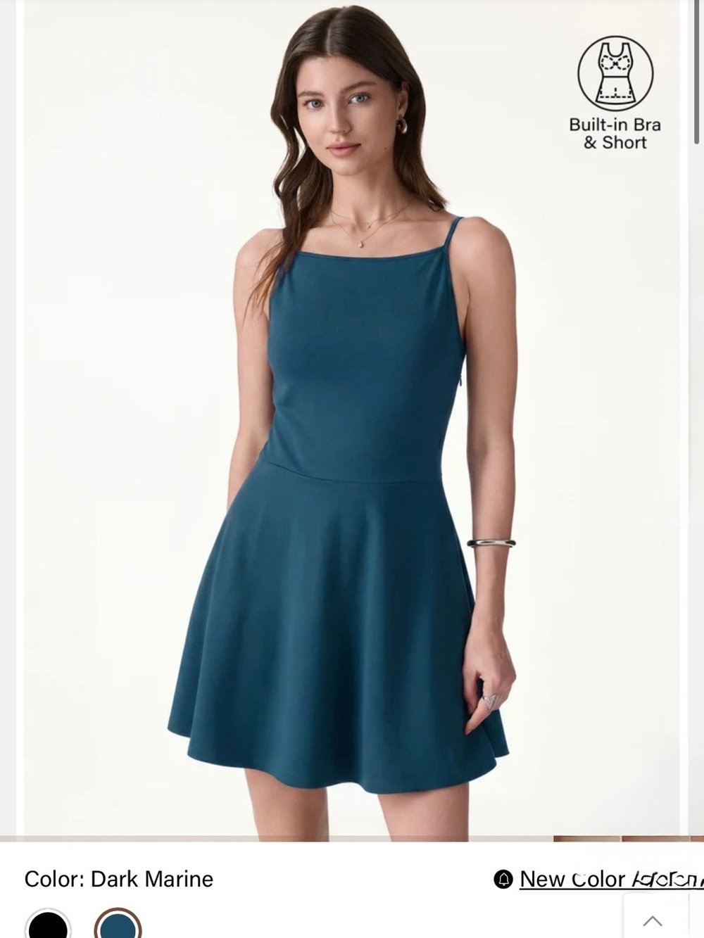 Dark Marine Spaghetti Strap Fit & Flare Dress